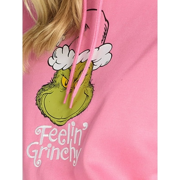 Grinch hoodie feelin’ grinchy NEW Pink grinch sweater - Picture 3 of 4